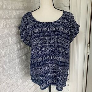 Bohemian Style Printed Short Sleeve Top / Blouse